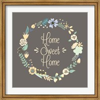 Home Sweet Home Floral Brown Fine Art Print