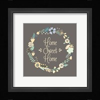 Home Sweet Home Floral Brown Framed Print