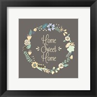 Home Sweet Home Floral Brown Framed Print