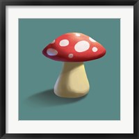 Mushroom on Teal Background Part I Fine Art Print