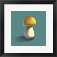 Mushroom on Teal Background Part II Framed Print