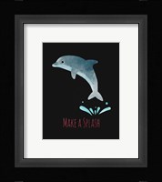 Make a Splash Dolphin Black Fine Art Print