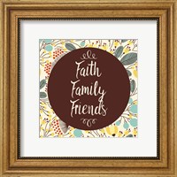 Faith Family Friends Retro Floral White Fine Art Print