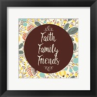 Faith Family Friends Retro Floral White Framed Print