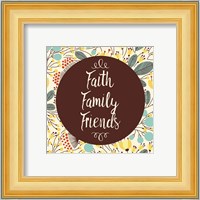 Faith Family Friends Retro Floral White Fine Art Print