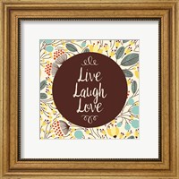 Live Laugh Love Retro Floral White Fine Art Print