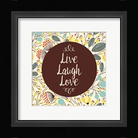 Live Laugh Love Retro Floral White Fine Art Print