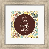 Live Laugh Love Retro Floral White Fine Art Print