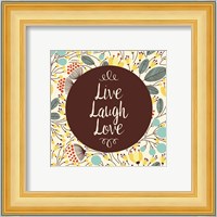 Live Laugh Love Retro Floral White Fine Art Print