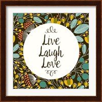 Live Laugh Love Retro Floral Black Fine Art Print