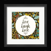 Live Laugh Love Retro Floral Black Fine Art Print