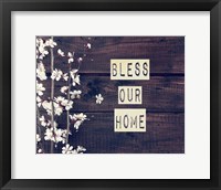Bless Our Home Flowers on Wood Background Fine Art Print