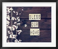 Bless Our Home Flowers on Wood Background Fine Art Print