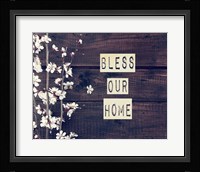 Bless Our Home Flowers on Wood Background Fine Art Print