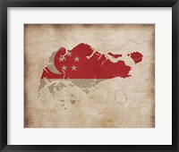 Map with Flag Overlay Singapore Fine Art Print