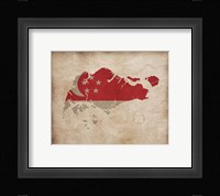 Map with Flag Overlay Singapore Fine Art Print