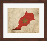 Map with Flag Overlay Morocco Fine Art Print