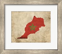 Map with Flag Overlay Morocco Fine Art Print