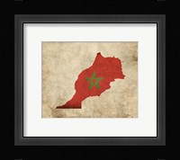 Map with Flag Overlay Morocco Fine Art Print