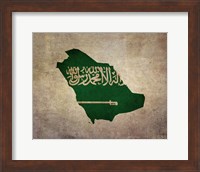 Map with Flag Overlay Saudi Arabia Fine Art Print