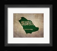 Map with Flag Overlay Saudi Arabia Fine Art Print