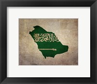 Map with Flag Overlay Saudi Arabia Fine Art Print