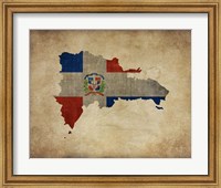 Map with Flag Overlay Dominican Republic Fine Art Print