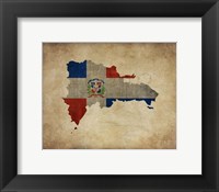 Map with Flag Overlay Dominican Republic Framed Print