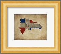 Map with Flag Overlay Dominican Republic Fine Art Print