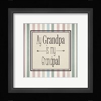 My Grandpa Is My Grandpal Mauve and Green Stripes Fine Art Print