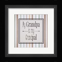 My Grandpa Is My Grandpal Brown and Green Stripes Fine Art Print