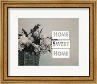 Home Sweet Home Flower Basket Black and White Fine Art Print