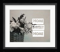 Home Sweet Home Flower Basket Black and White Fine Art Print