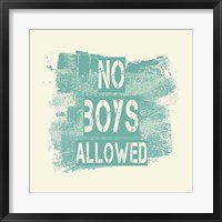 No Boys Allowed Grunge Paint Aqua Fine Art Print