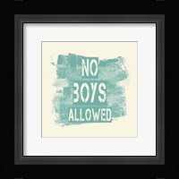 No Boys Allowed Grunge Paint Aqua Fine Art Print