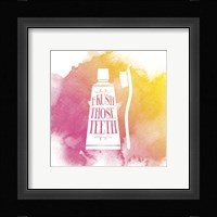Brush Those Teeth Watercolor Splash Framed Print