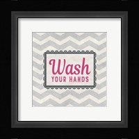 Wash Your Hands Gray Pattern Framed Print