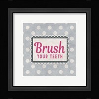 Brush Your Teeth Gray Pattern Framed Print