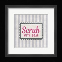 Scrub With Soap Gray Pattern Framed Print