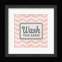 Wash Your Hands Pink Pattern Framed Print