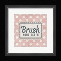 Brush Your Teeth Pink Pattern Framed Print