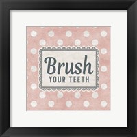 Brush Your Teeth Pink Pattern Framed Print