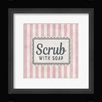 Scrub With Soap Pink Pattern Framed Print