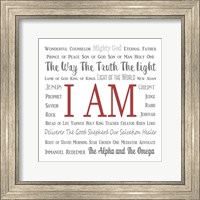 Names of Jesus Square Gray and Red Text Fine Art Print