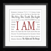 Names of Jesus Square Gray and Red Text Fine Art Print