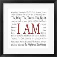 Names of Jesus Square Gray and Red Text Fine Art Print