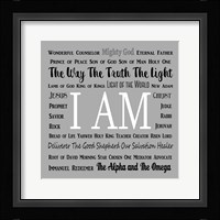 Names of Jesus Square Black and White Text Framed Print