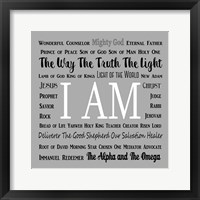 Names of Jesus Square Black and White Text Framed Print