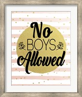 No Boys Allowed Stripes and Dots Gold Fine Art Print