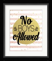 No Boys Allowed Stripes and Dots Gold Fine Art Print
